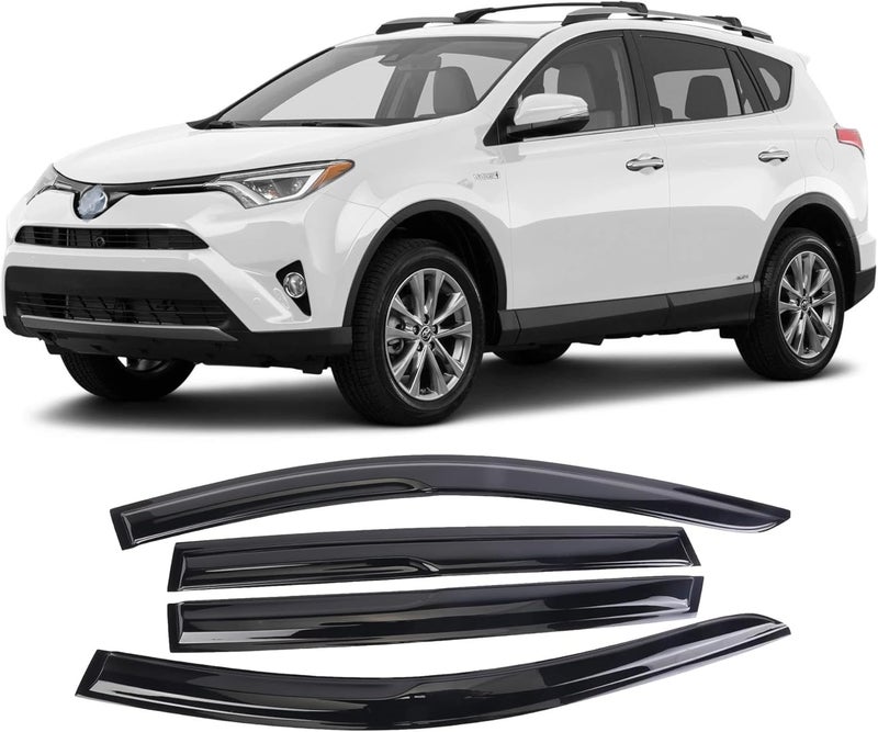 WONSABON Tape-On Window Visors Deflectors Rain Guards 4 Piece Set ‎Compatible with 2013-2018 Toyota Rav4 94992 - Image 1